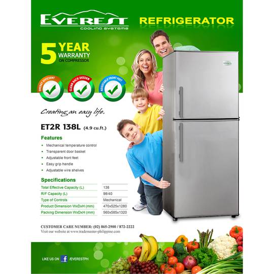 [EVEREST] ET2R138L ; 4.9 cu. Ft., 2 Door Personal Ref, Direct Cool